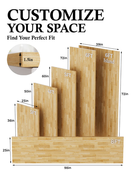 8FT Butcher Block Countertop
