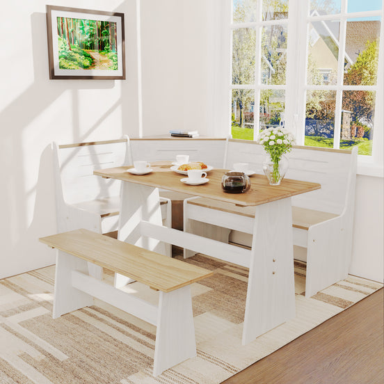 White Breakfast Nook Table Set